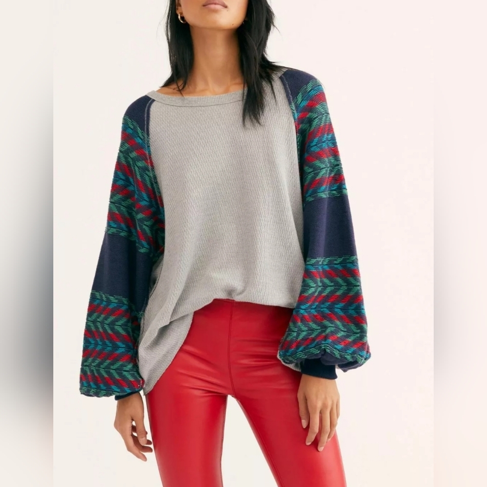 Free People Rainbow Dreams Oversized Knit Sweater Sz M We The Free Boho